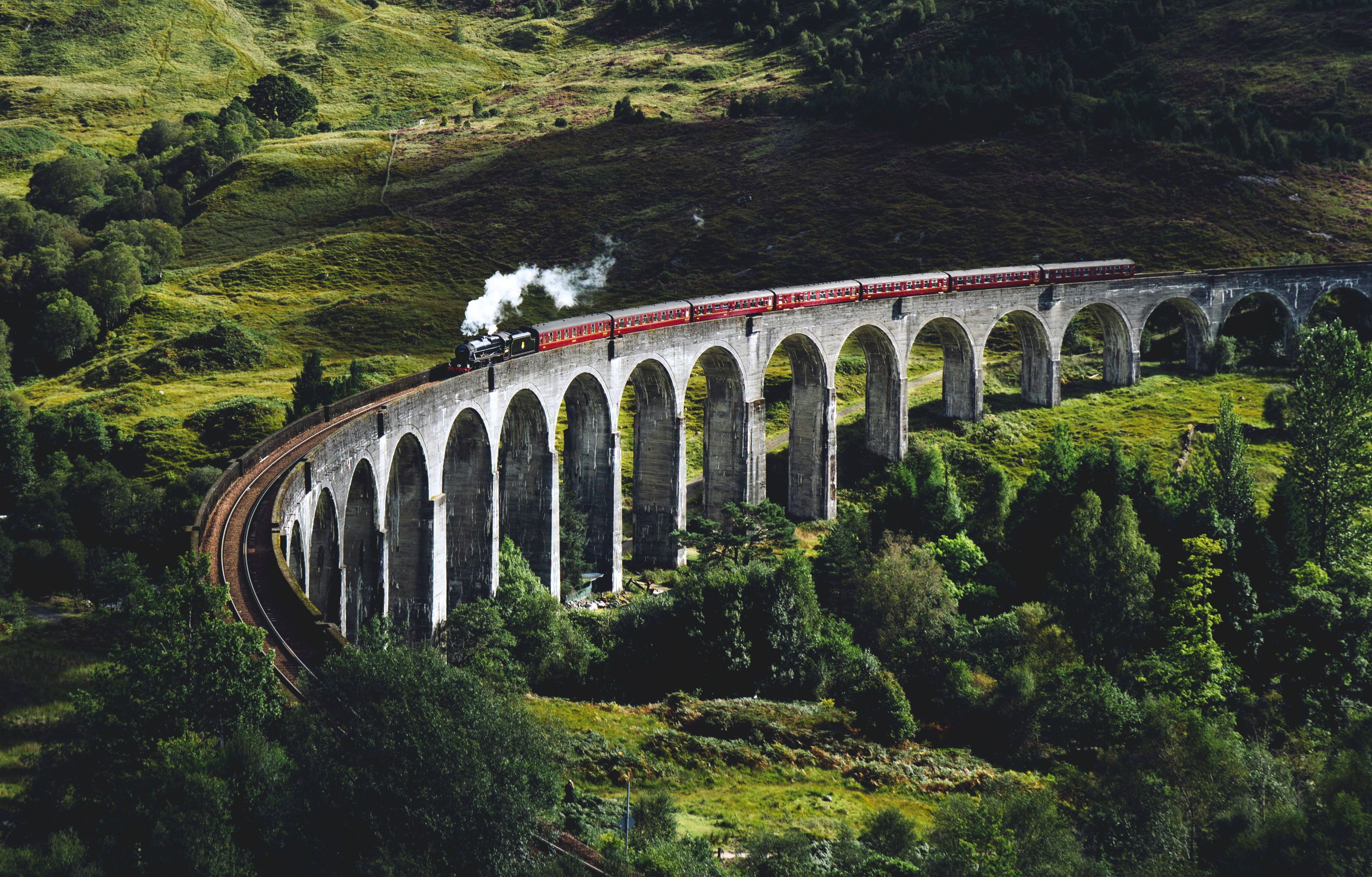 Glenfinnan Viaduct with steam train
