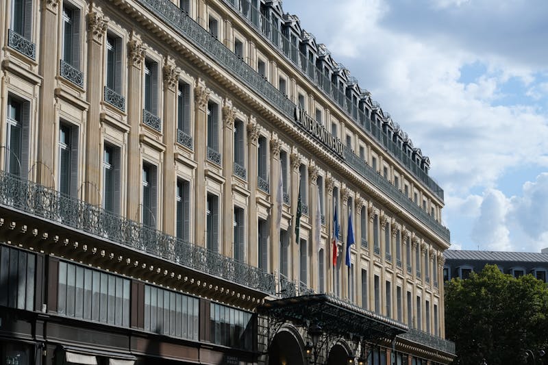 Elegant Paris luxury hotel facade