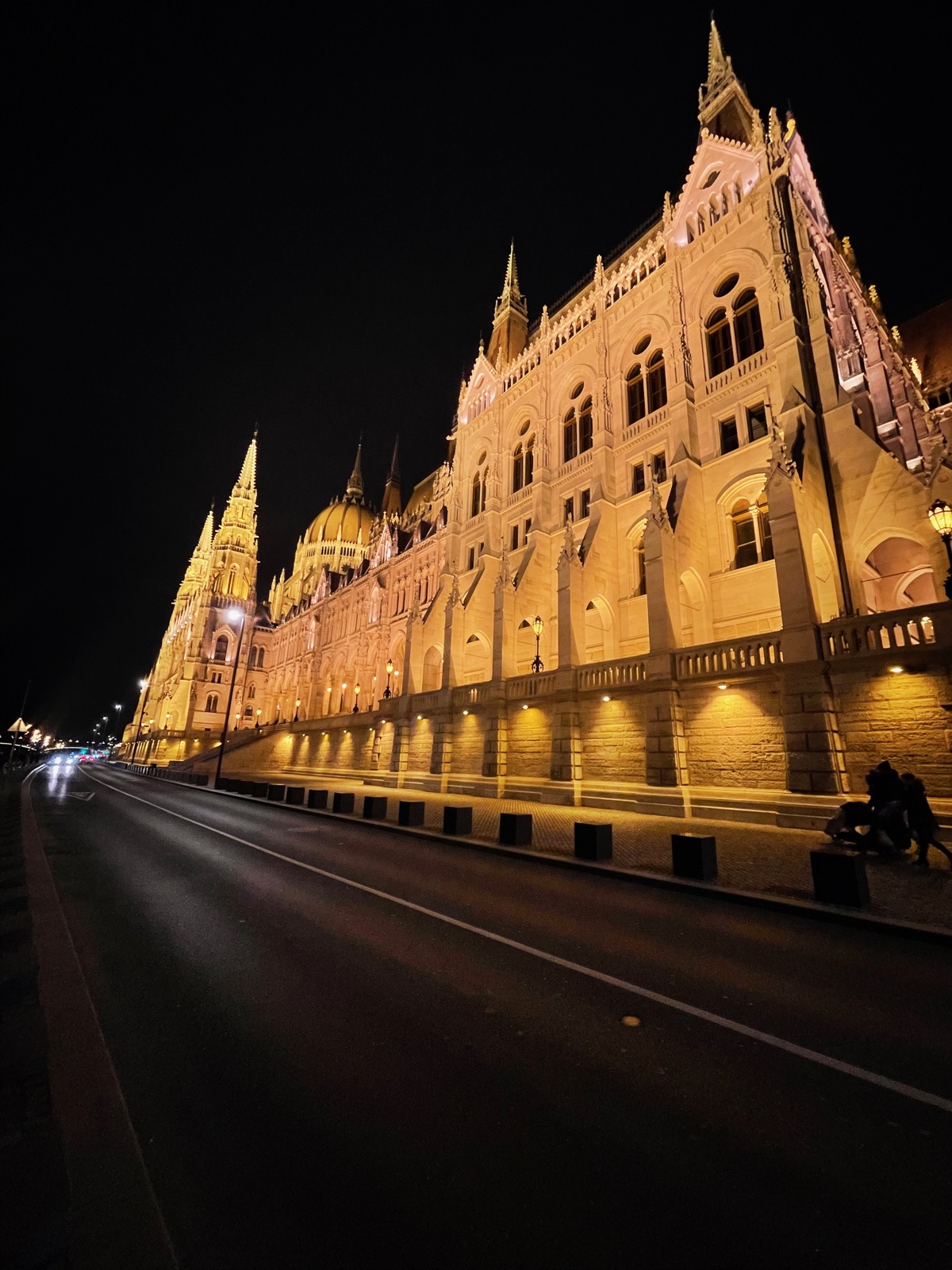 Hungarian Parliament Building lit up at night