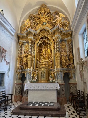 Gilded altar inside the Church of the Assumption on Bled Island