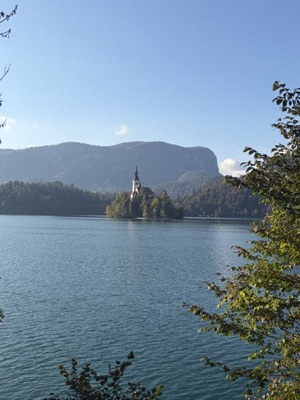 Bled Island and its church across Lake Bled
