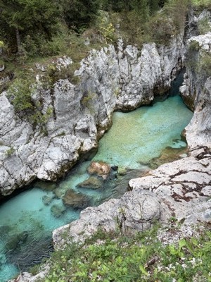 Emerald pool in the Great Soča Gorge
