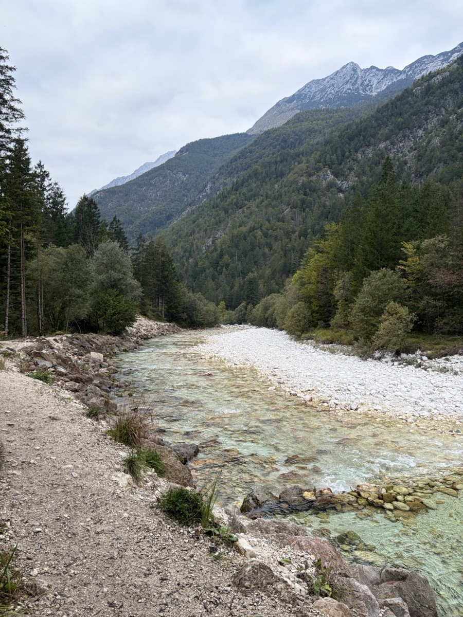 The Soča river running through the Trenta valley