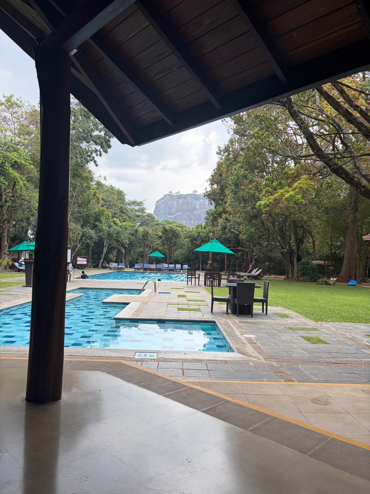 Pool at Hotel Sigiriya with Lion Rock in background